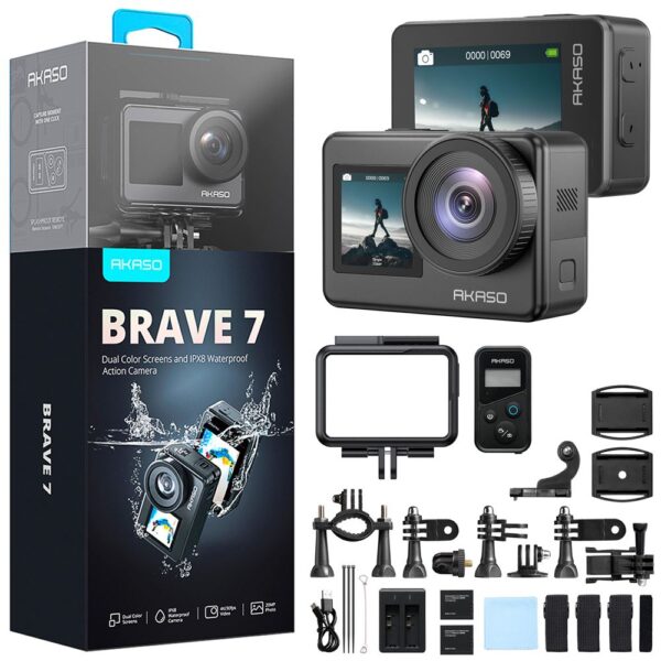 Akaso Brave 7 4K Aksiyon Kamera ve Süper Aksesuar Seti (Akaso Türkiye 2 Yıl Garantili)