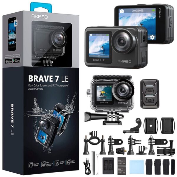 Akaso Brave 7 LE 4K Aksiyon Kamera ve Süper Aksesuar Seti (Akaso Türkiye 2 Yıl Garantili)
