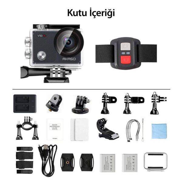 Akaso V50X 4K 30Fps Aksiyon Kamera ve Süper Aksesuar Seti (Akaso Türkiye 2 Yıl Garantili) - Görsel 7
