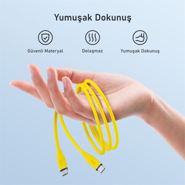Aohi Silky USB-C to USB-C 1m PD 3.1 480Mbps 140W Süper Hızlı Şarj/Data Kablosu - Görsel 2
