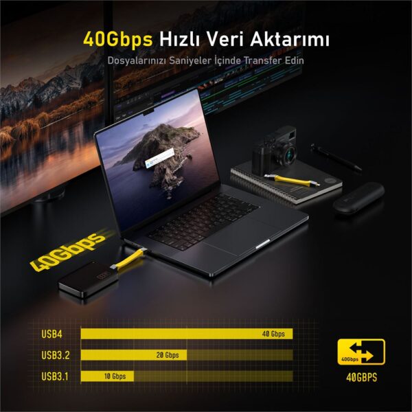 Aohi The Future 4-in-1 USB-C to USB-C Modüler Uzayabilen 1m 40Gbps 8K Destekli 240W PD 3.1 USB4 Süper Hızlı Şarj/Data Kablo Seti - Görsel 3