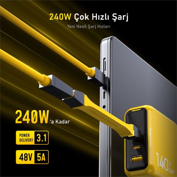 Aohi The Future 4-in-1 USB-C to USB-C Modüler Uzayabilen 1m 40Gbps 8K Destekli 240W PD 3.1 USB4 Süper Hızlı Şarj/Data Kablo Seti - Görsel 5