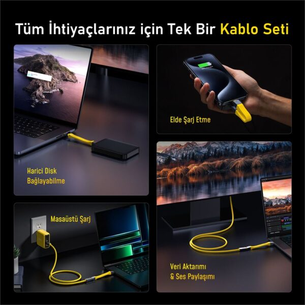 Aohi The Future 4-in-1 USB-C to USB-C Modüler Uzayabilen 1m 40Gbps 8K Destekli 240W PD 3.1 USB4 Süper Hızlı Şarj/Data Kablo Seti - Görsel 8