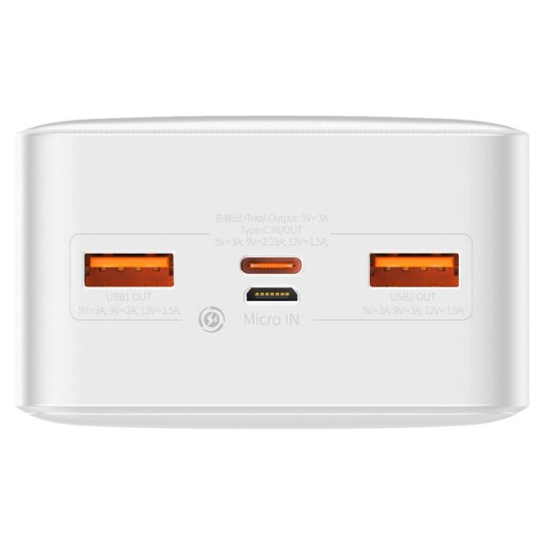 Baseus Bipow Overseas Edition Beyaz 30.000 mAh Powerbank Dijital Ekranlı Taşınabilir Şarj Cihazı 20W - Görsel 4