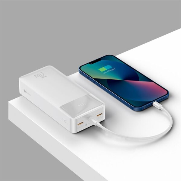 Baseus Bipow Overseas Edition Beyaz 30.000 mAh Powerbank Dijital Ekranlı Taşınabilir Şarj Cihazı 20W - Görsel 6