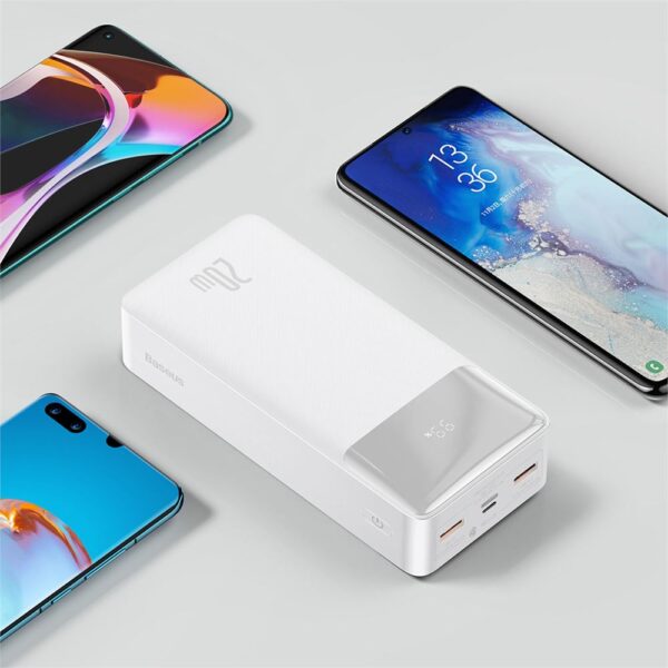 Baseus Bipow Overseas Edition Beyaz 30.000 mAh Powerbank Dijital Ekranlı Taşınabilir Şarj Cihazı 20W - Görsel 7