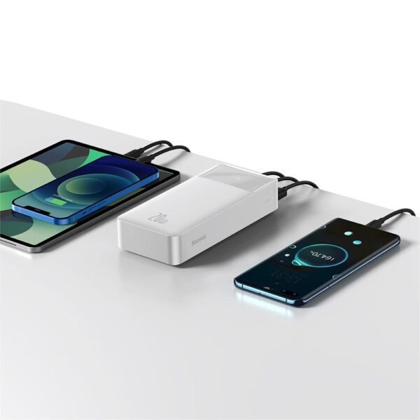 Baseus Bipow Overseas Edition Beyaz 30.000 mAh Powerbank Dijital Ekranlı Taşınabilir Şarj Cihazı 20W - Görsel 8