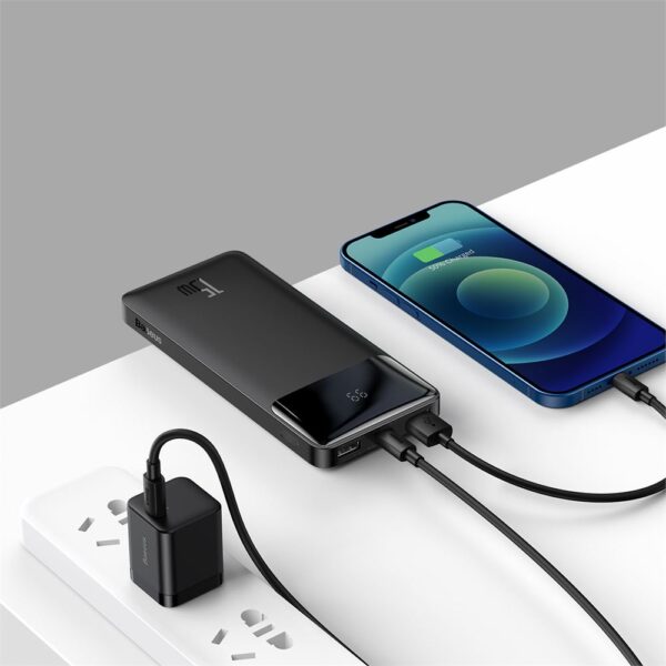 Baseus Bipow Siyah 10.000mAh Powerbank Dijital Ekranlı Taşınabilir Şarj Cihazı 15W - Görsel 7