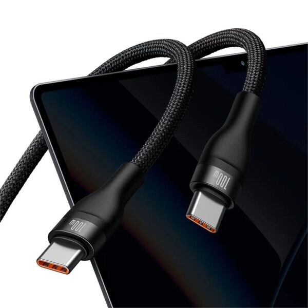 Baseus Flash II Siyah 2in1 100W Şarj Kablosu 1.5m - Görsel 5