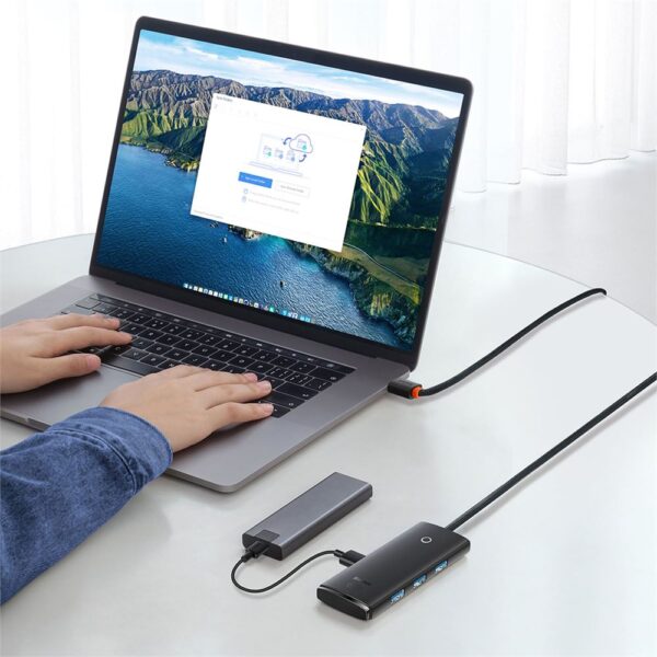 Baseus Lite Siyah 4 in 1 Multifonksiyonal USB-A Hub Dock Station - Görsel 7