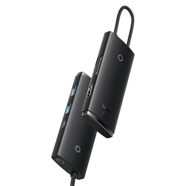 Baseus Lite Siyah 6 in 1 Multifonksiyonal Type-C Hub Dock Station - Görsel 3