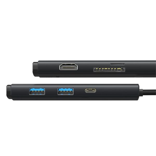 Baseus Lite Siyah 6 in 1 Multifonksiyonal Type-C Hub Dock Station - Görsel 4