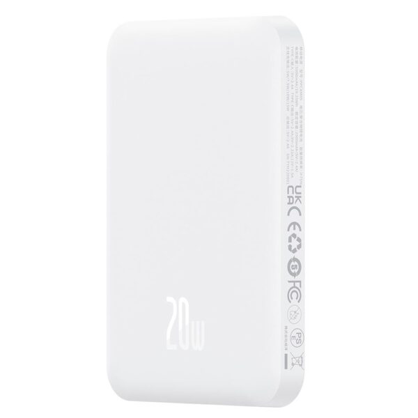 Baseus MagSafe Mini Beyaz 5000mAh Kablosuz Hızlı Şarj Powerbank 20W ve Type-C 30cm Beyaz Kablo 20V/3A - Görsel 2