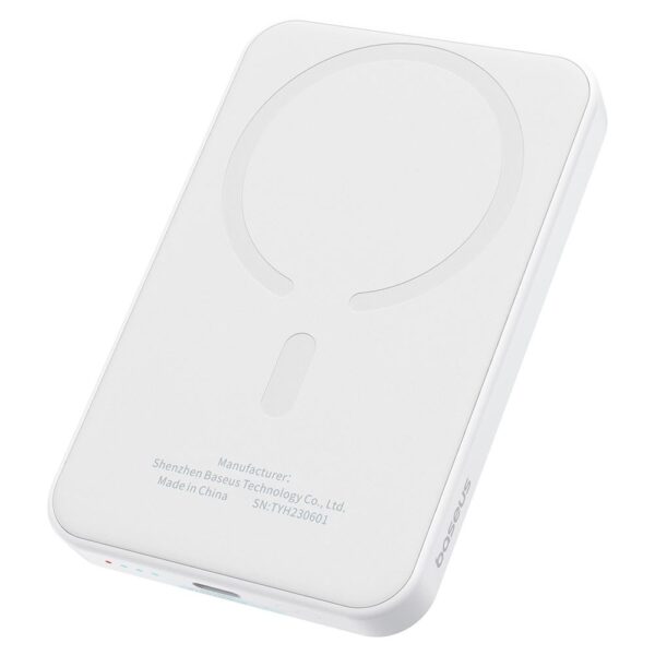 Baseus MagSafe Mini Beyaz 5000mAh Kablosuz Hızlı Şarj Powerbank 20W ve Type-C 30cm Beyaz Kablo 20V/3A - Görsel 3