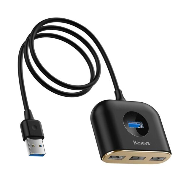Baseus Square Round Siyah 4in1 USB Çoklayıcı HUB Adaptörü (1xUSB 3.0 + 3xUSB 2.0) - Görsel 4