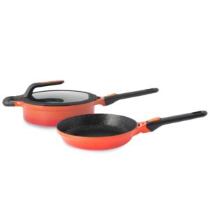 Berghoff Turuncu Gem Stay Cool Dökme Alüminyum 2'li Tencere ve Tava Seti