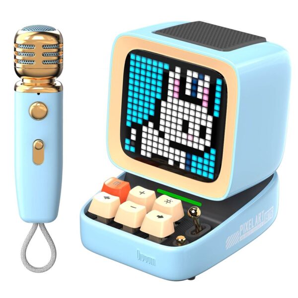 Divoom Ditoo-Mic Mavi Karaoke Mikrofonlu Uyarlanabilir Piksel Ekranlı Bluetooth Hoparlör