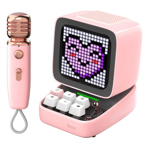 Divoom Ditoo-Mic Pembe Karaoke Mikrofonlu Uyarlanabilir Piksel Ekranlı Bluetooth Hoparlör