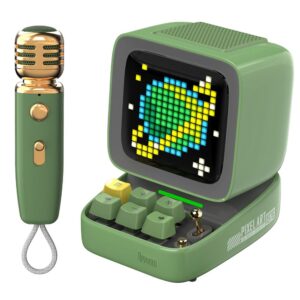 Divoom Ditoo-Mic Yeşil Karaoke Mikrofonlu Uyarlanabilir Piksel Ekranlı Bluetooth Hoparlör