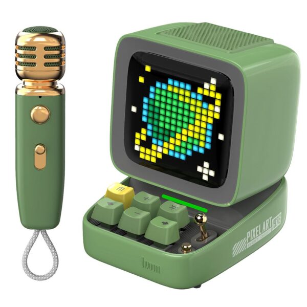 Divoom Ditoo-Mic Yeşil Karaoke Mikrofonlu Uyarlanabilir Piksel Ekranlı Bluetooth Hoparlör