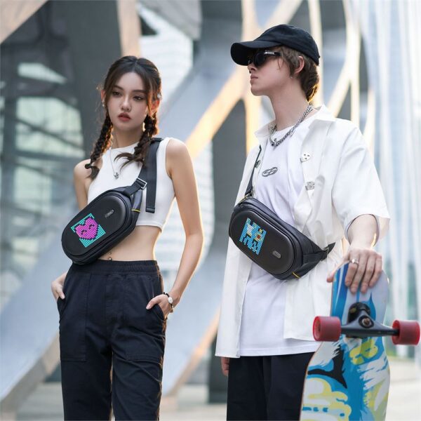Divoom Pixoo Slingbag-C Siyah Ledli Ekran APP Kontrollü Bel Çantası-Cross Body, Çapraz Çanta - Görsel 7