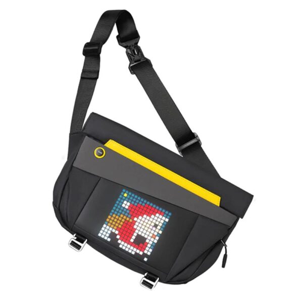 Divoom Pixoo Slingbag-V Siyah Ledli Ekran APP Kontrollü Postacı Çantası-Su Geçirmez
