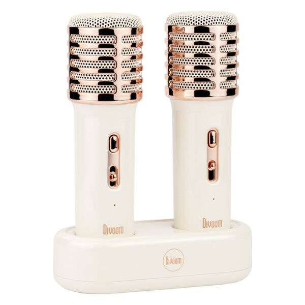 Divoom SongBird-HQ Beyaz Çift Karaoke Mikrofonlu Bluetooth Hoparlör-Dekor - Görsel 2