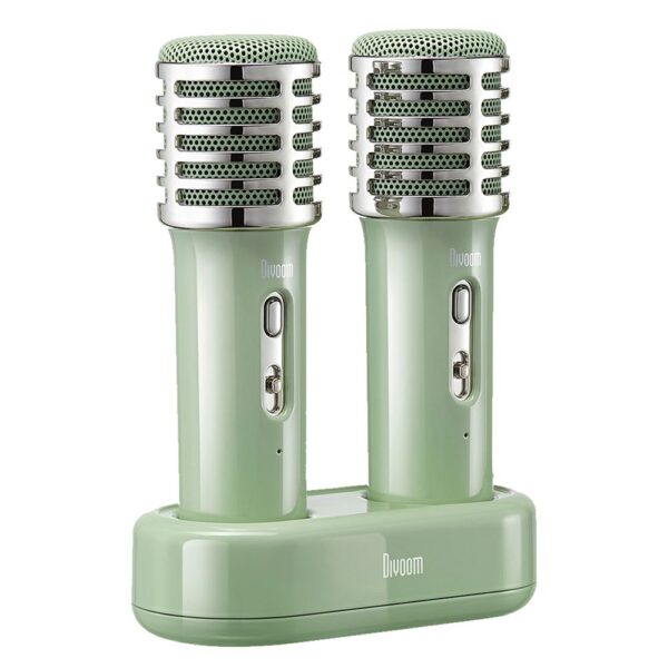 Divoom SongBird-HQ Yeşil Çift Karaoke Mikrofonlu Bluetooth Hoparlör-Dekor - Görsel 2