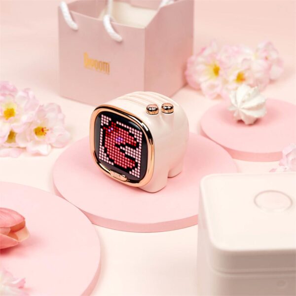 Divoom Zooe Pembe Uyarlanabilir Piksel Ekranlı Bluetooth Hoparlör-LED Dekor - Görsel 5
