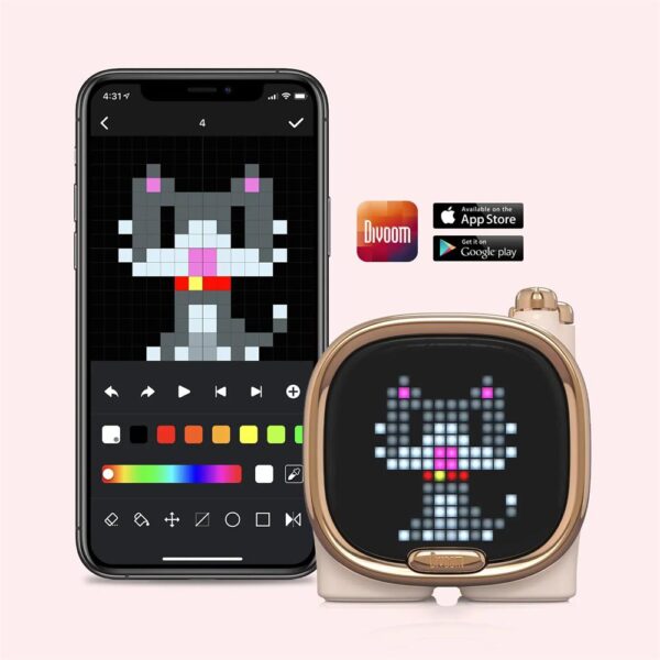 Divoom Zooe Pembe Uyarlanabilir Piksel Ekranlı Bluetooth Hoparlör-LED Dekor - Görsel 8