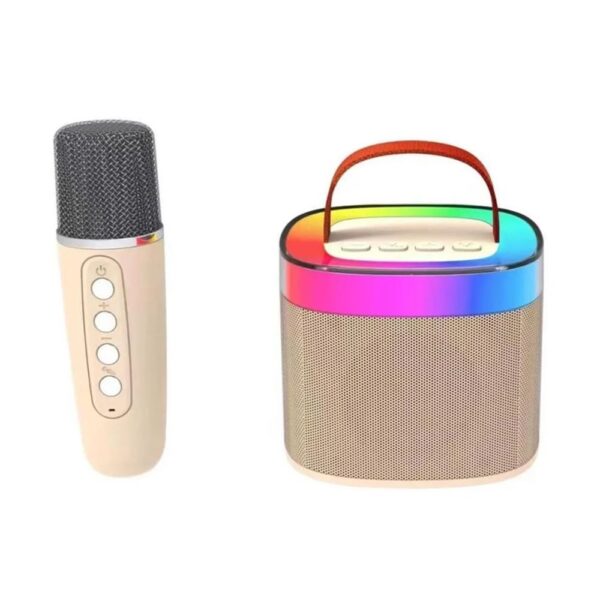 Doppler Diamond Krem Ledli Bluetooth Hoparlör Özellikli Mikrofonlu Mini Karaoke Seti