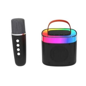 Doppler Diamond Siyah Ledli Bluetooth Hoparlör Özellikli Mikrofonlu Mini Karaoke Seti