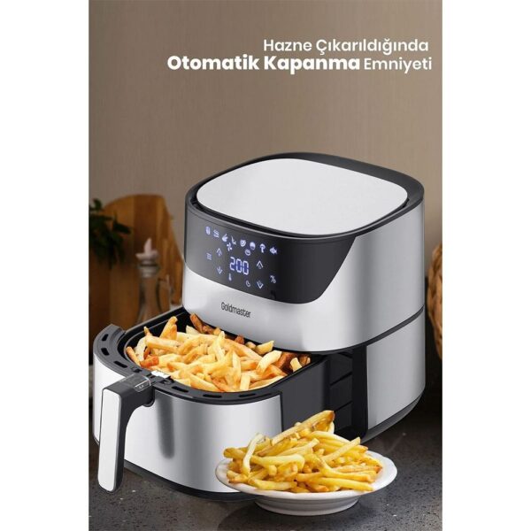 Goldmaster Chefcook  Airfryer Inox 6,4 Litre XXL 2000W Sıcak Hava Fritözü - Görsel 5