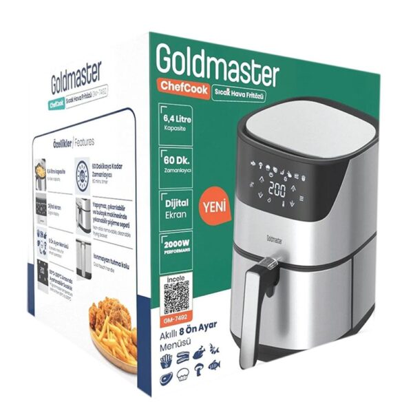 Goldmaster Chefcook  Airfryer Inox 6,4 Litre XXL 2000W Sıcak Hava Fritözü - Görsel 6