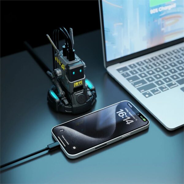 GravaStar Alpha65 Gri Robot Figürlü 65W Hızlı Şarj Adaptörü - Görsel 6