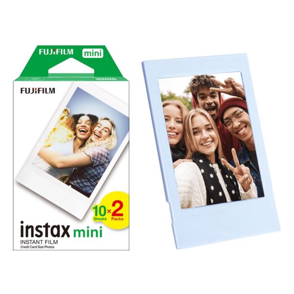 Instax Mini 12 Makine Uyumlu 20'li Film ve Mavi Fotoğraf Çerçevesi