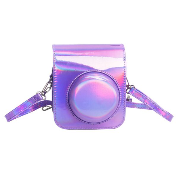 Instax Mini 12 Makine Uyumlu Lila Parlak Deri Kılıf - Görsel 4