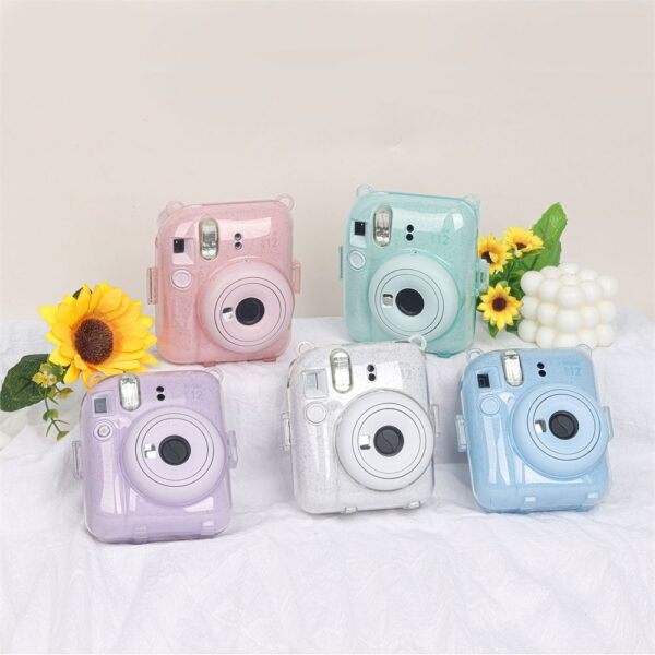 Instax Mini 12 Makine Uyumlu Mavi Simli Pleksi Kılıf - Görsel 6