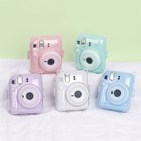 Instax Mini 12 Makine Uyumlu Mavi Simli Pleksi Kılıf - Görsel 7