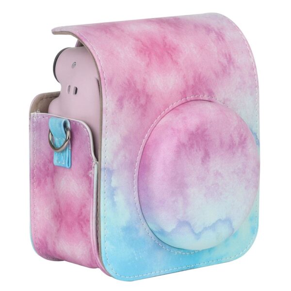 Instax Mini 12 Makine Uyumlu Pembe-Mavi Deri Kılıf - Görsel 2