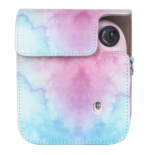Instax Mini 12 Makine Uyumlu Pembe-Mavi Deri Kılıf - Görsel 4