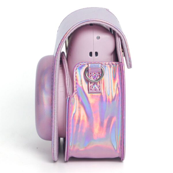 Instax Mini 12 Makine Uyumlu Pembe Parlak Deri Kılıf - Görsel 2