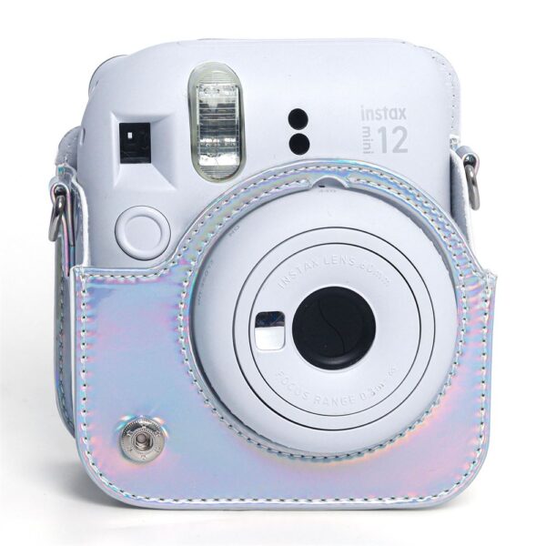 Instax Mini 12 Makine Uyumlu Silver Parlak Deri Kılıf - Görsel 2
