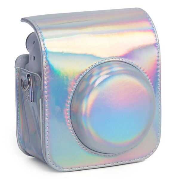 Instax Mini 12 Makine Uyumlu Silver Parlak Deri Kılıf