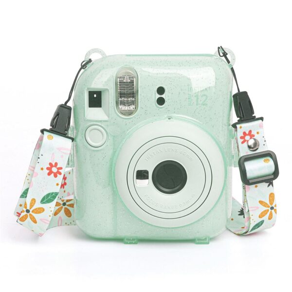 Instax Mini 12 Makine Uyumlu Yeşil Simli Pleksi Kılıf - Görsel 5