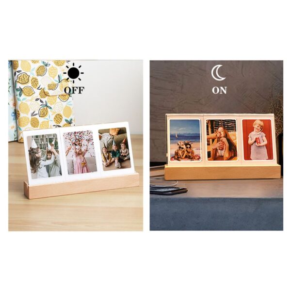 Instax Mini Led Işıklı 3'lü Ahşap Fotoğraf Çerçevesi - Görsel 5