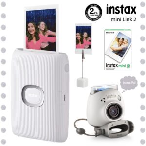 Instax Mini Link 2 Beyaz Akıllı Telefon Yazıcısı ve Pal Beyaz Dijital Kamera Seti
