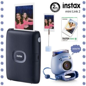 Instax Mini Link 2 Mavi Akıllı Telefon Yazıcısı ve Pal Mavi Dijital Kamera Seti