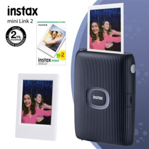 Instax Mini Link 2 Uzay Mavisi Akıllı Telefon Yazıcısı 20li mini Film ve Çerçeve