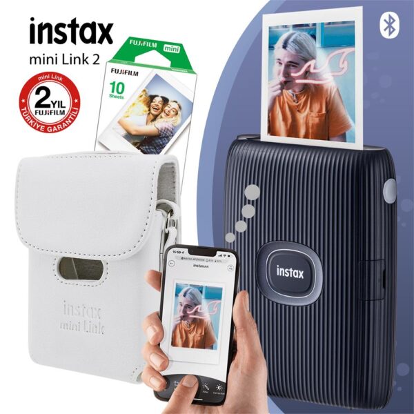 Instax Mini Link 2 Uzay Mavisi Akıllı Telefon Yazıcısı ve Çantalı Hediye Seti 3